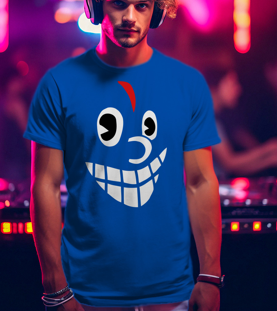 Lil Darkie Merch Blue Face Grin Red Accent T-Shirt
