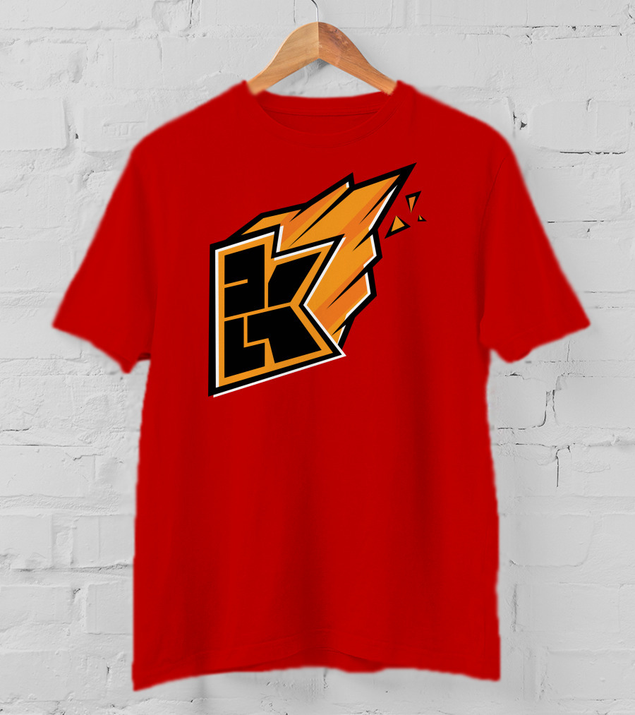 Kwebbelkop Merch Orange K Logo With Flame Effect T-Shirt