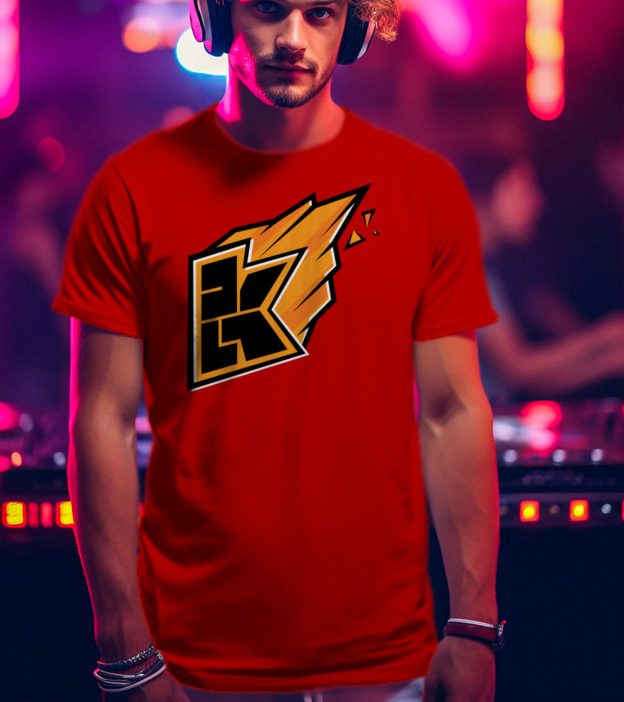 Kwebbelkop Merch Orange K Logo With Flame Effect T-Shirt