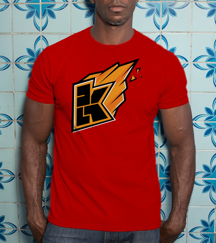 Kwebbelkop Merch Orange K Logo With Flame Effect T-Shirt