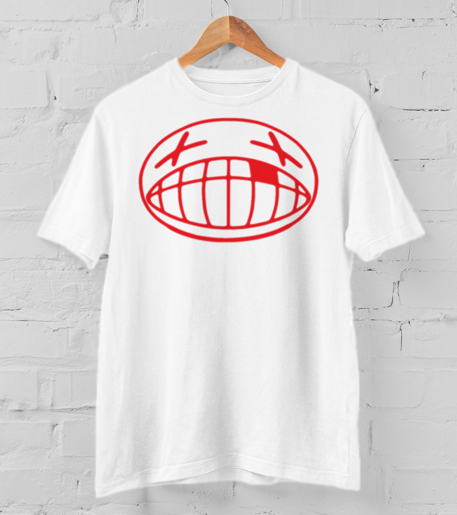 Offcanny Merch Red Emoticon Face With X Eyes And Grinning Mouth T-Shirt