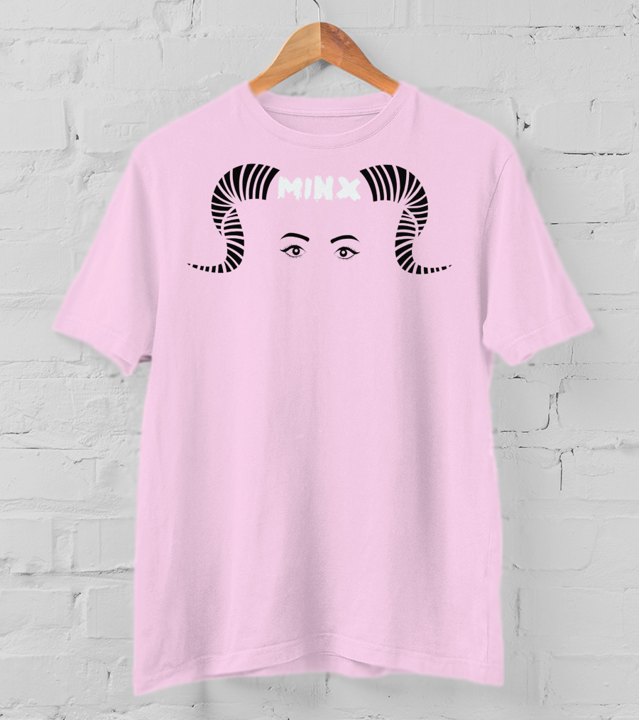 MINX Horned Eyebrow Expression Pink T-Shirt