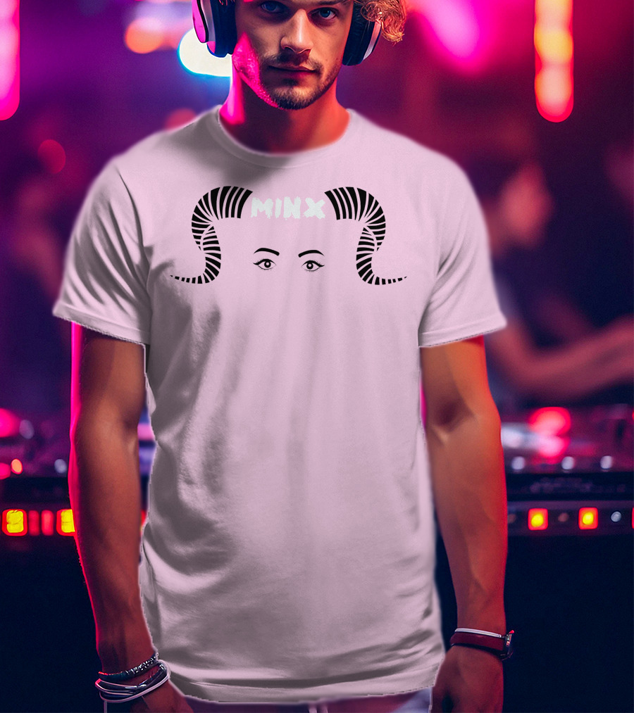 MINX Horned Eyebrow Expression Pink T-Shirt