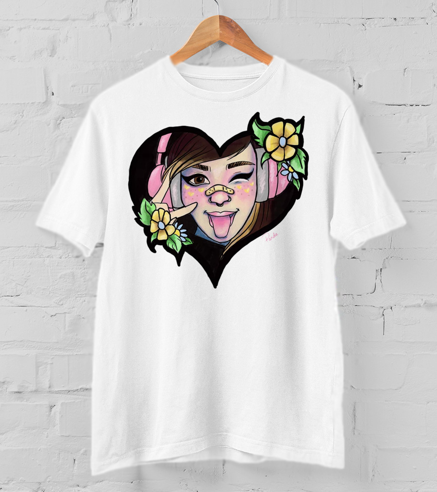 Digitalprincxss Heart Headphones And Flower T-Shirt