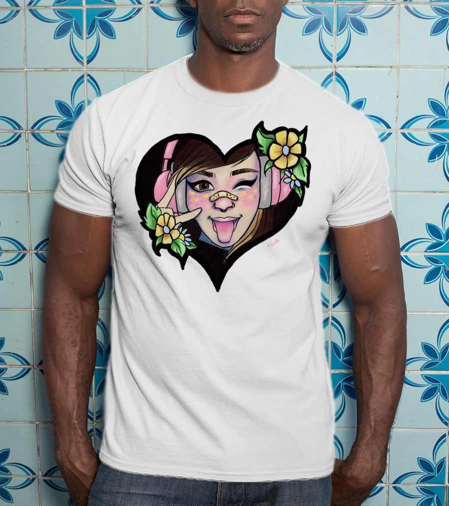 Digitalprincxss Heart Headphones And Flower T-Shirt