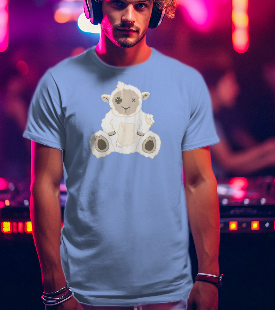 Captain Puffy Merch Sheep Plush Button Eye Patchwork T-Shirt