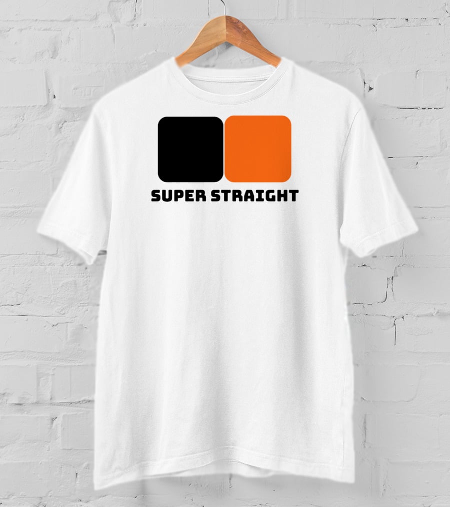 Super Straight Black Orange Square T-Shirt