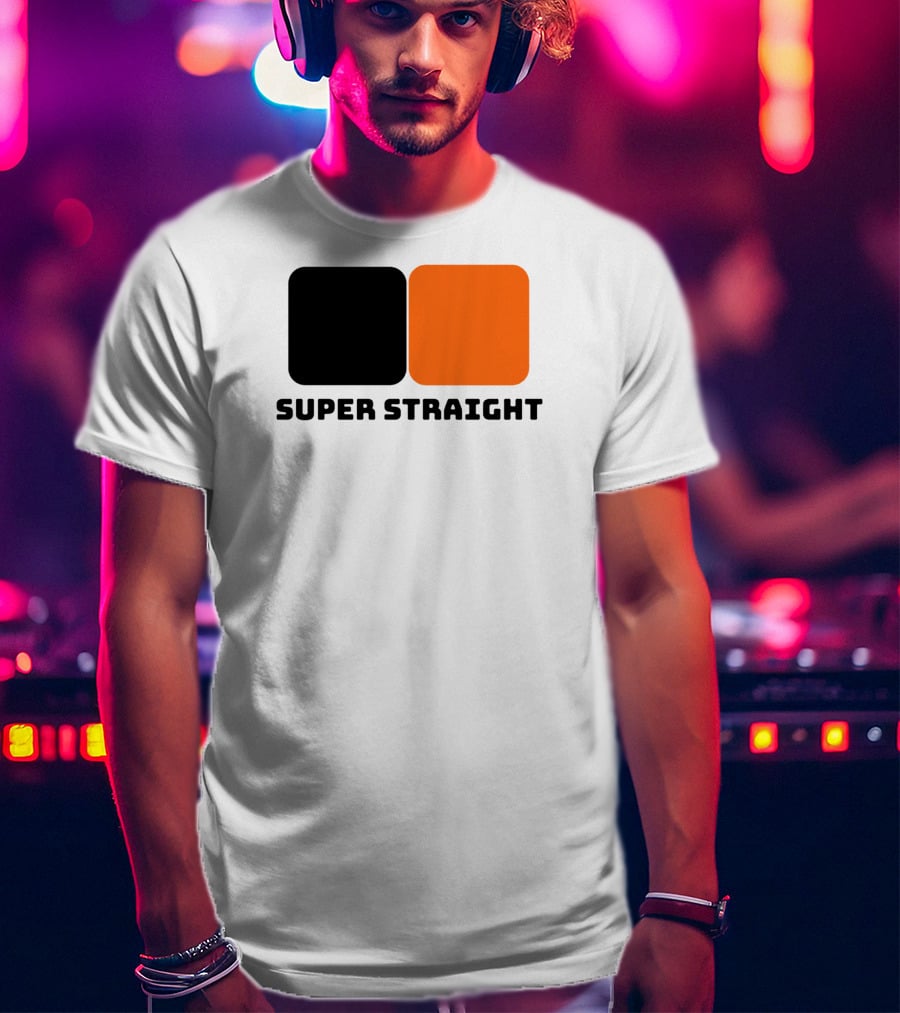 Super Straight Black Orange Square T-Shirt