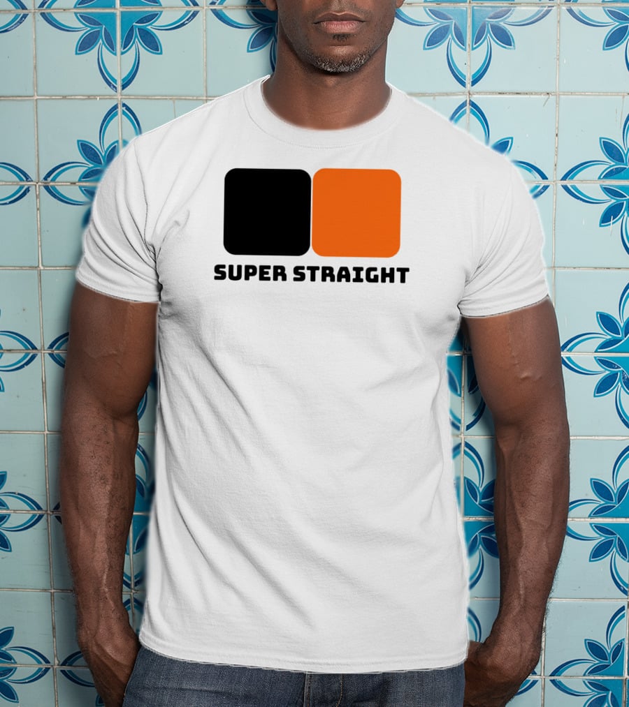 Super Straight Black Orange Square T-Shirt