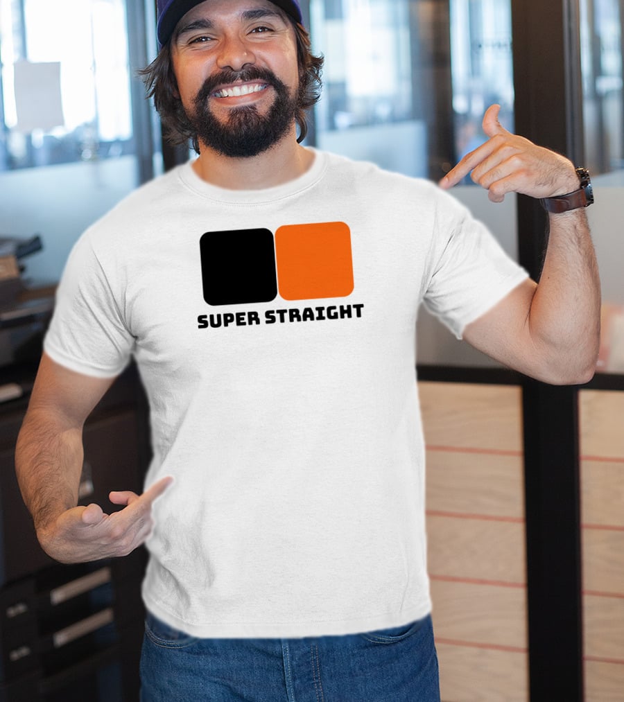 Super Straight Black Orange Square T-Shirt