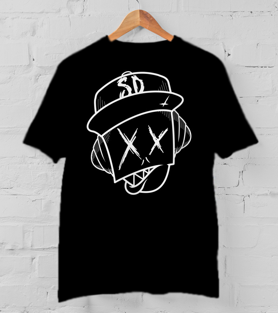 SD SubDocta Graffiti Style Cartoon Face With Hat And Headphones T-Shirt