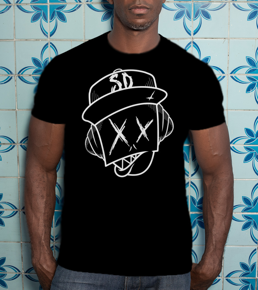 SD SubDocta Graffiti Style Cartoon Face With Hat And Headphones T-Shirt