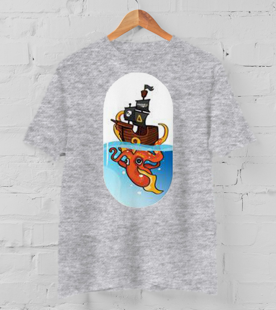 A For Adley Pirate Ship And Orange Octopus Adventure T-Shirt
