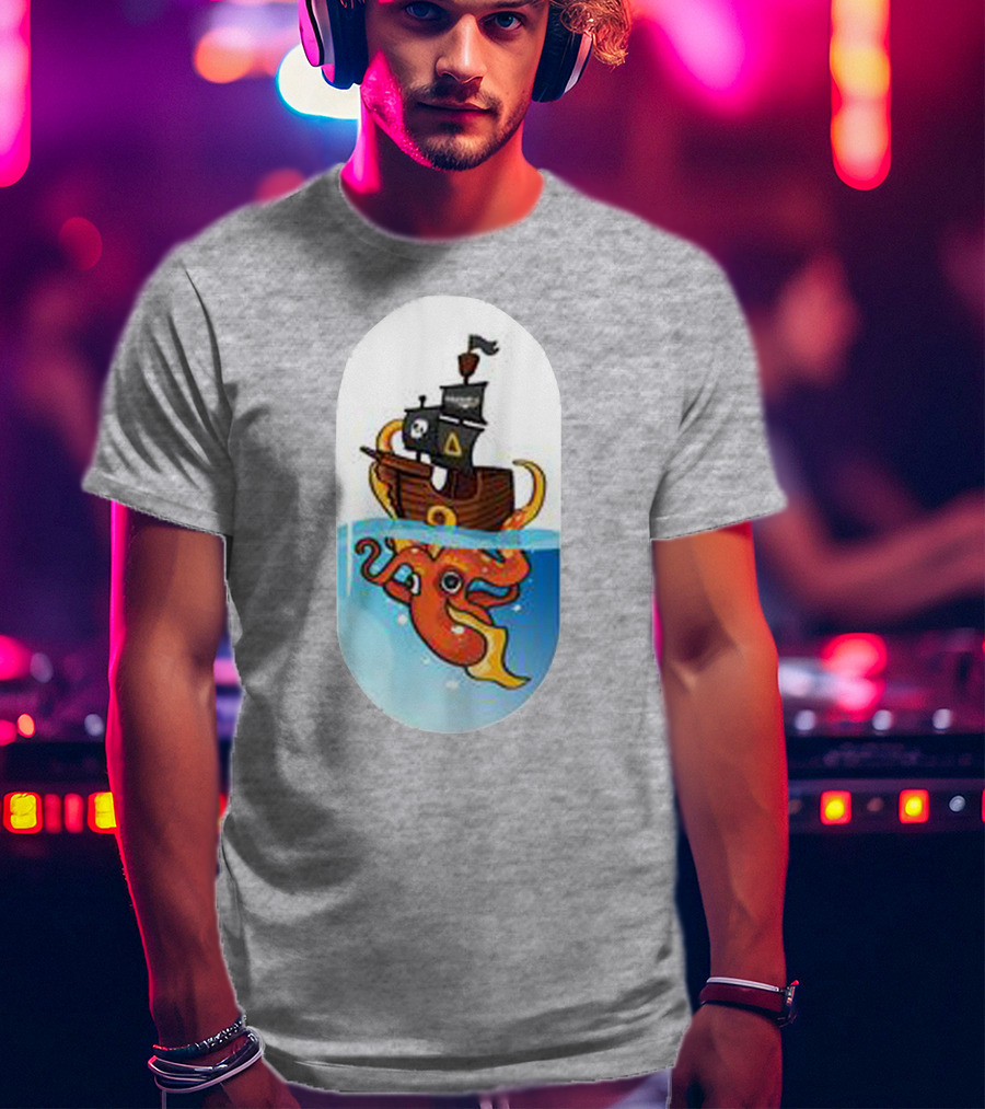 A For Adley Pirate Ship And Orange Octopus Adventure T-Shirt