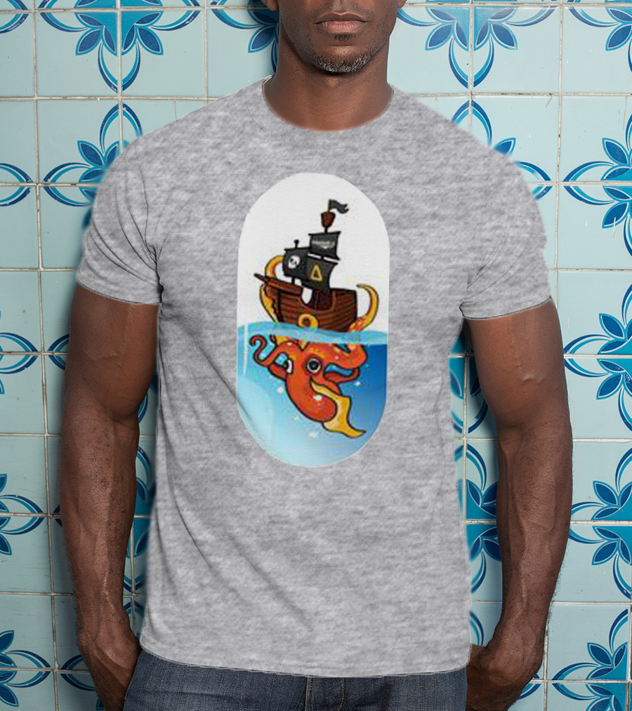 A For Adley Pirate Ship And Orange Octopus Adventure T-Shirt