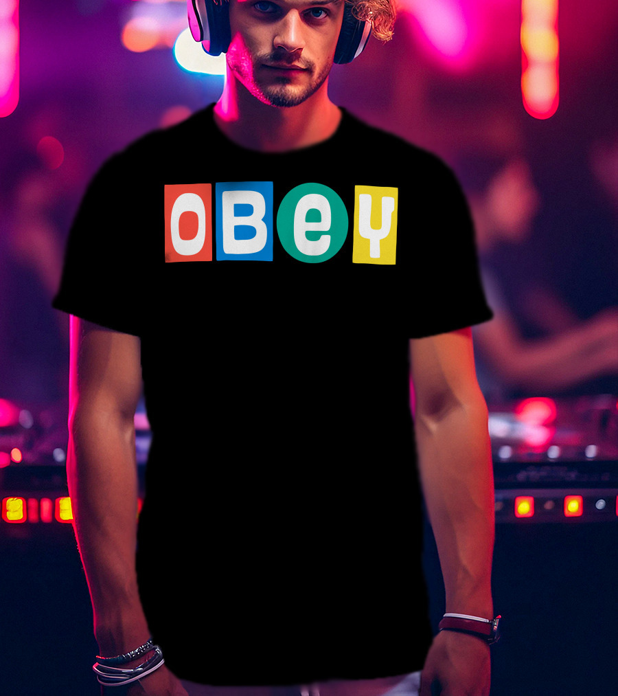 OBEY In Colorful Block Letters T-Shirt
