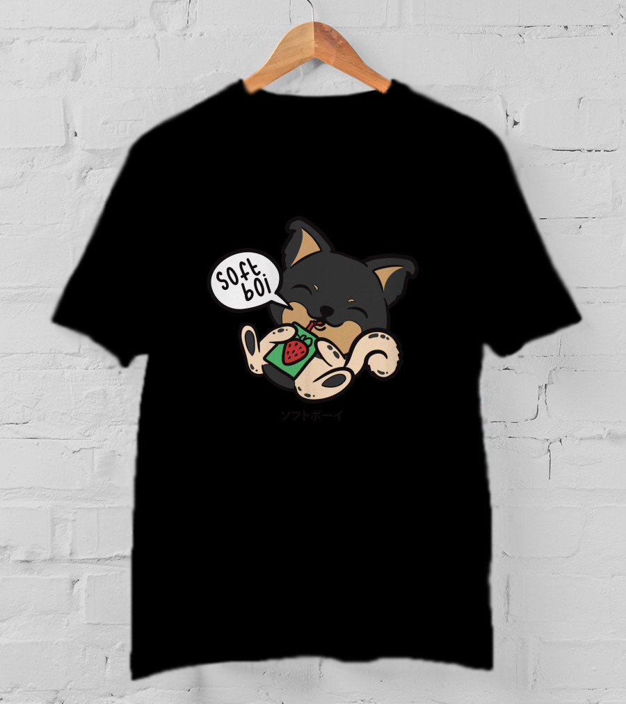Soft Boi Crankgameplays Merch Spencer Dog Strawberry Drink Japan Text T-Shirt