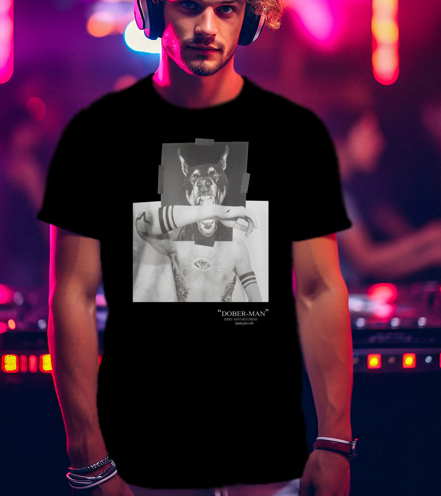 Neil Barrett Dober-Man Sirius Man’s Best Friend Hybrid Print 49 T-Shirt