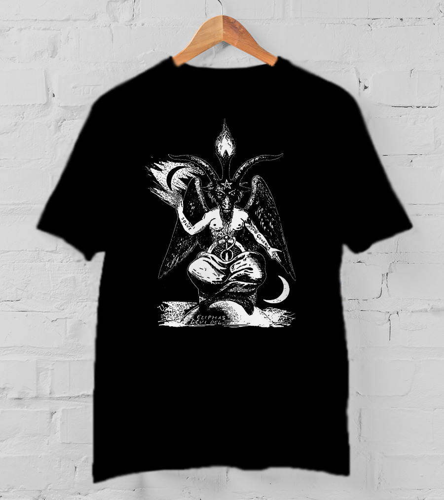 Baphomet Eliphas Levi Symbol With Wings And Crescent Moons T-Shirt