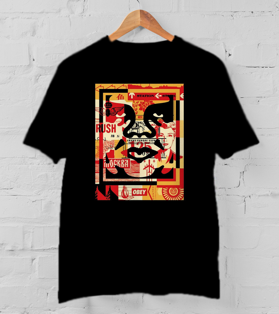 Obey Trans-Europe Express Rush Moscow Station Collage T-Shirt