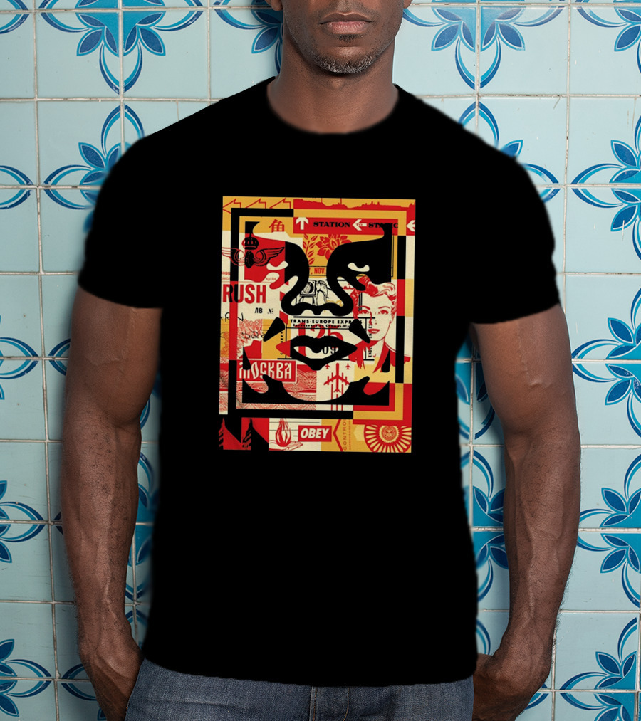 Obey Trans-Europe Express Rush Moscow Station Collage T-Shirt