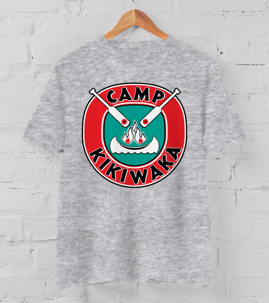 Camp Kikiwaka Logo With Canoe And Campfire Emblem T-Shirt