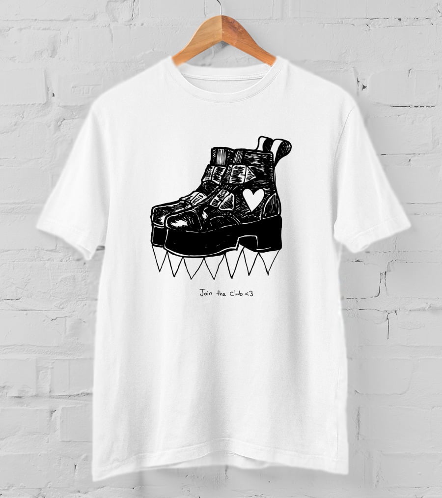 Join The Club Deathstud Boots Merch Heart Platform T-Shirt