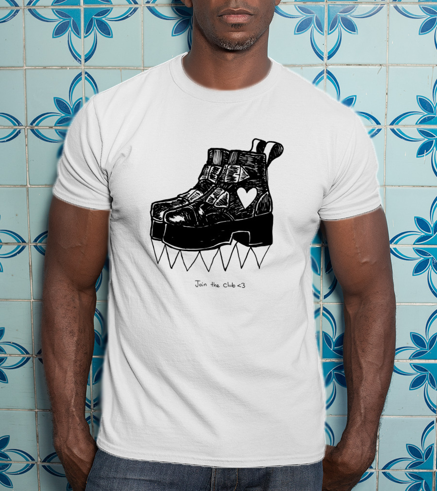 Join The Club Deathstud Boots Merch Heart Platform T-Shirt