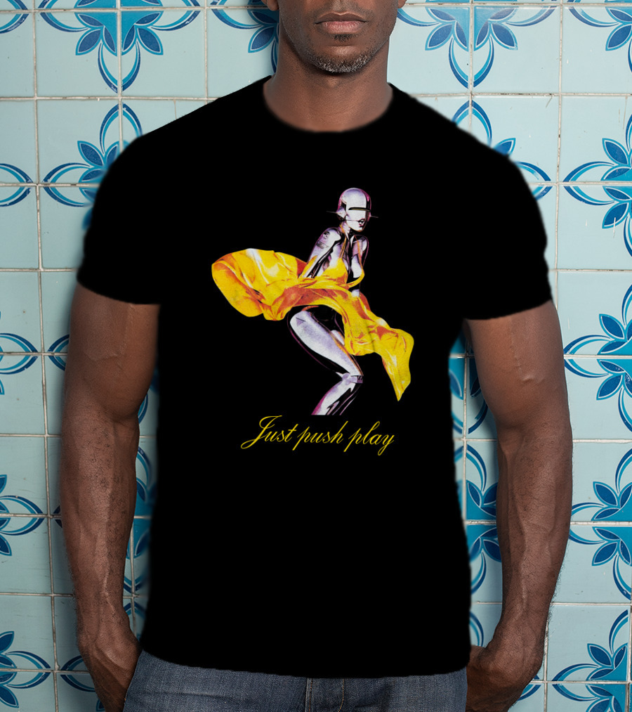 Brody Jenner Aerosmith 2001 Just Push Play Yellow Robotic Figure T-Shirt