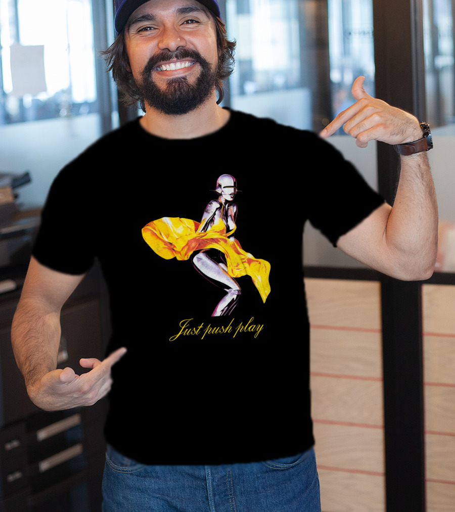 Brody Jenner Aerosmith 2001 Just Push Play Yellow Robotic Figure T-Shirt