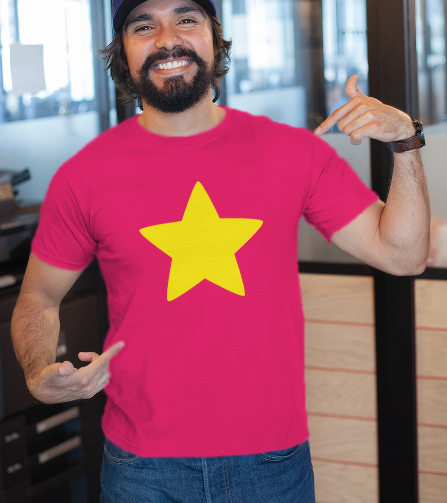 Steven Universe Yellow Star On Pink Background Cosplay T-Shirt