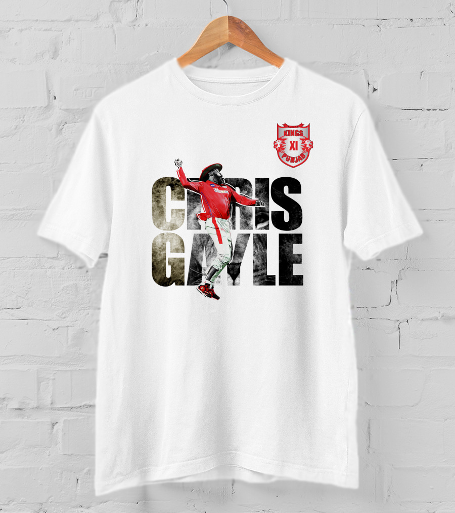 Chris Gayle Kings XI Punjab The King Crown Of The Jungle T-Shirt