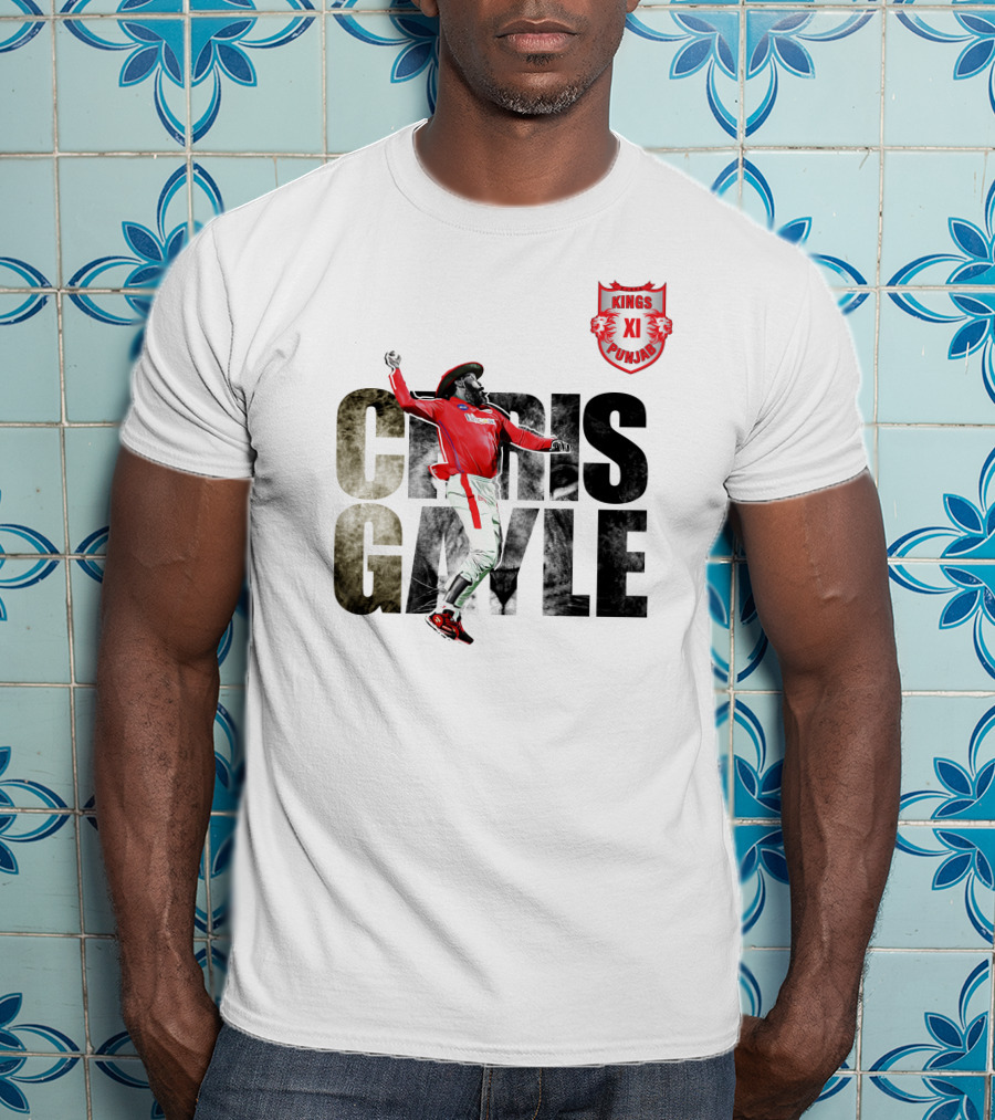 Chris Gayle Kings XI Punjab The King Crown Of The Jungle T-Shirt