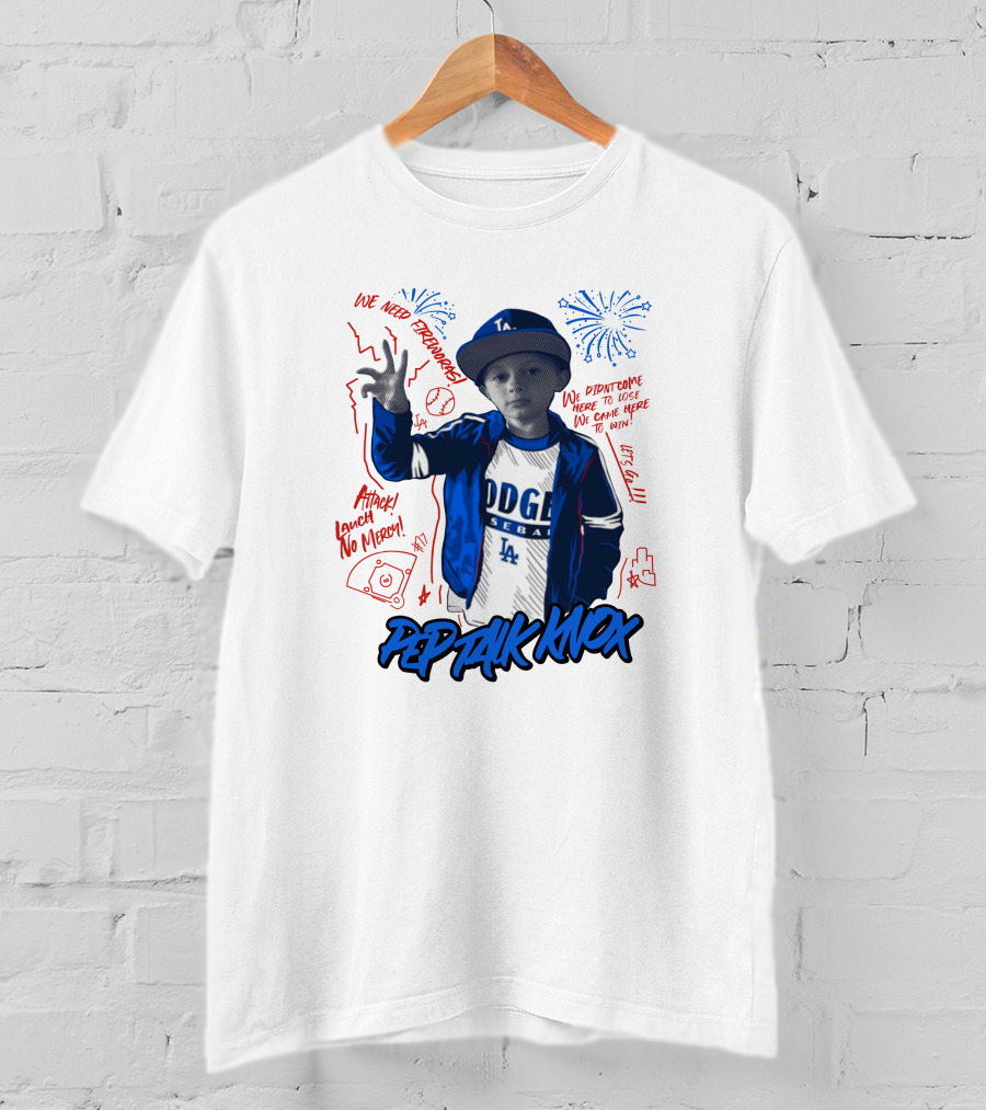 Los Angeles Dodgers Baseball Fireworks Pep Talk Knox Attack Lunch No Mercy T-Shirt