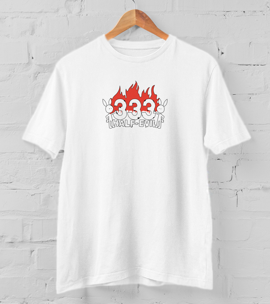 333 Half Evil Merchandise With Flames And Bunny Characters T-Shirt