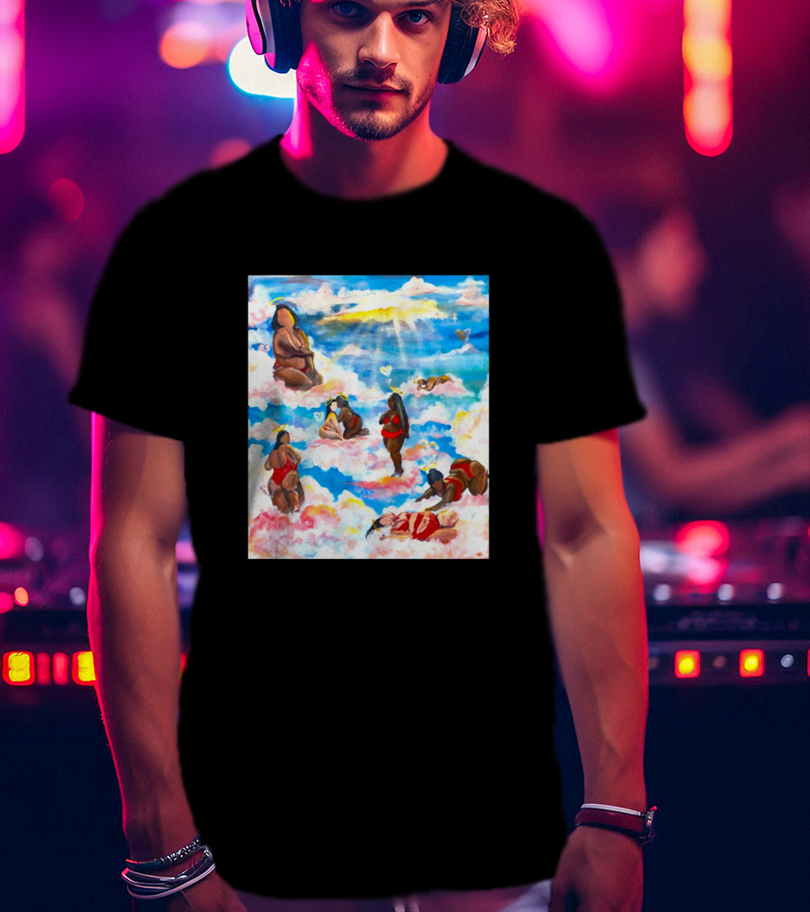 Fat Angels In Cloudscape With Hearts T-Shirt
