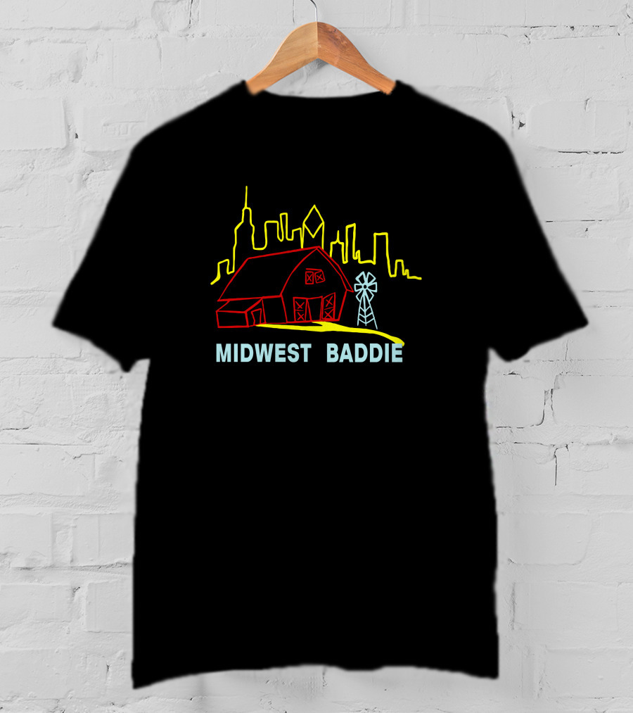 Caucasian James Midwest Baddie Barn And Windmill City Skyline T-Shirt