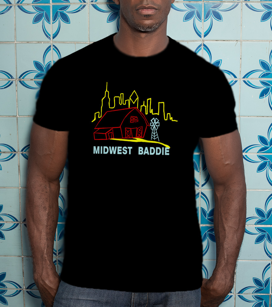 Caucasian James Midwest Baddie Barn And Windmill City Skyline T-Shirt