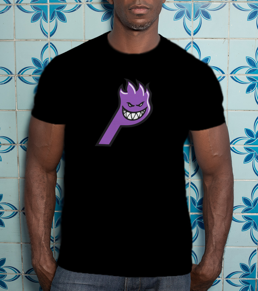 Palace Spitfire Purple Flame Logo With Smiling Face T-Shirt