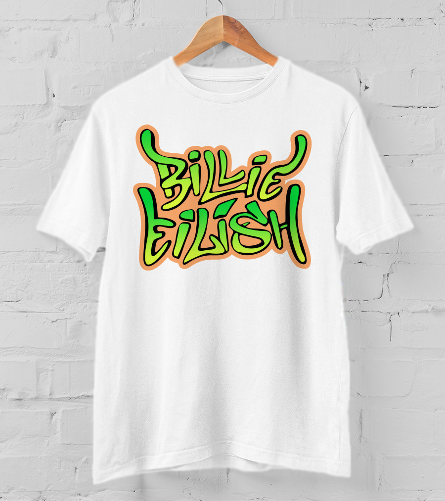 Billie Eilish Green Groovy Text Merch T-Shirt