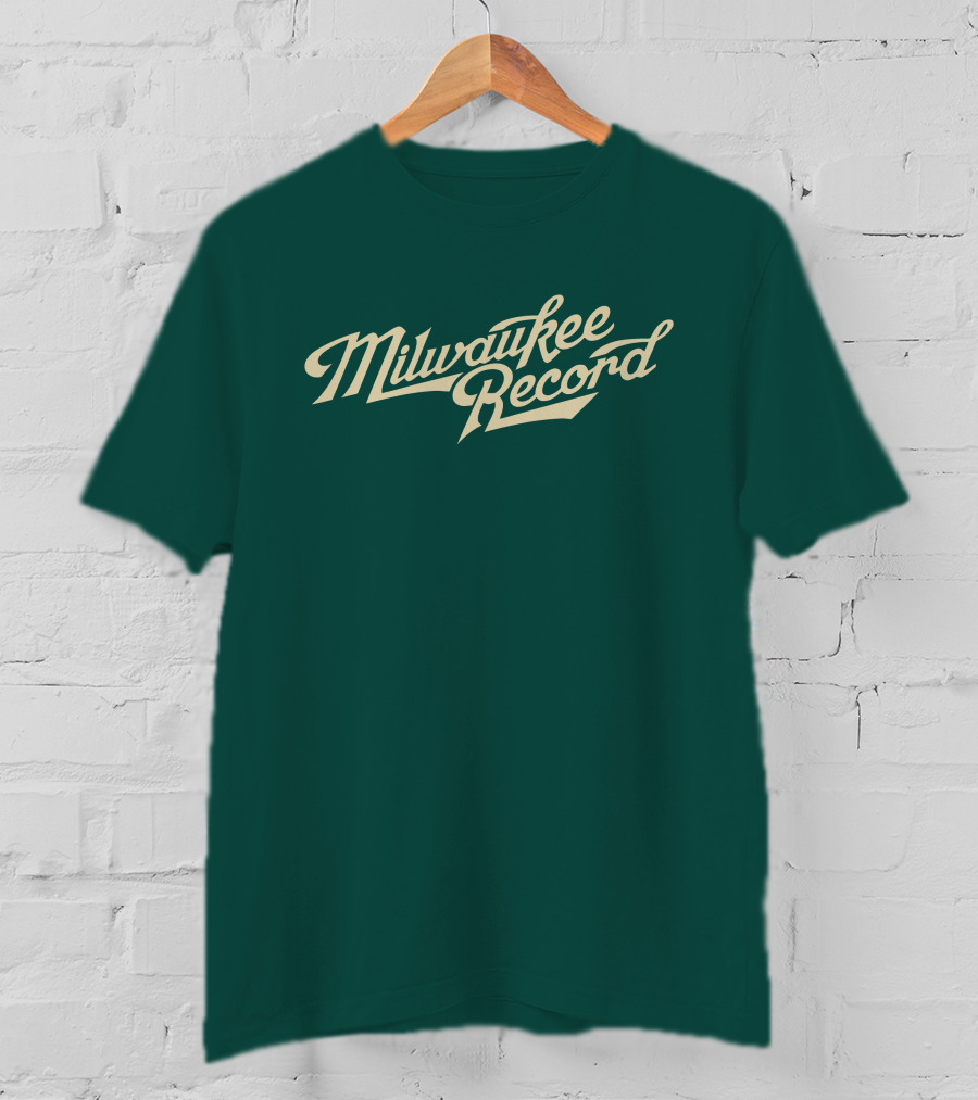 Milwaukee Record Forest Green Script T-Shirt