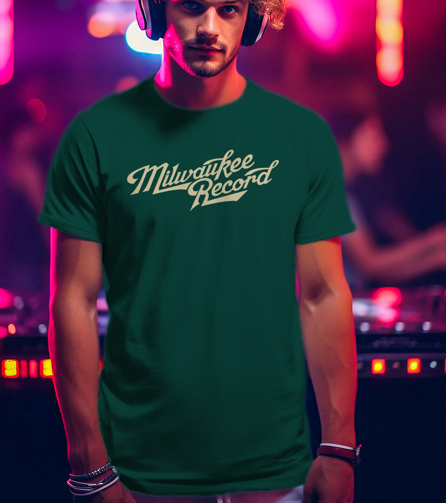 Milwaukee Record Forest Green Script T-Shirt