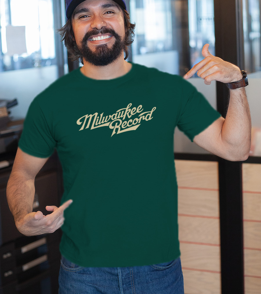 Milwaukee Record Forest Green Script T-Shirt