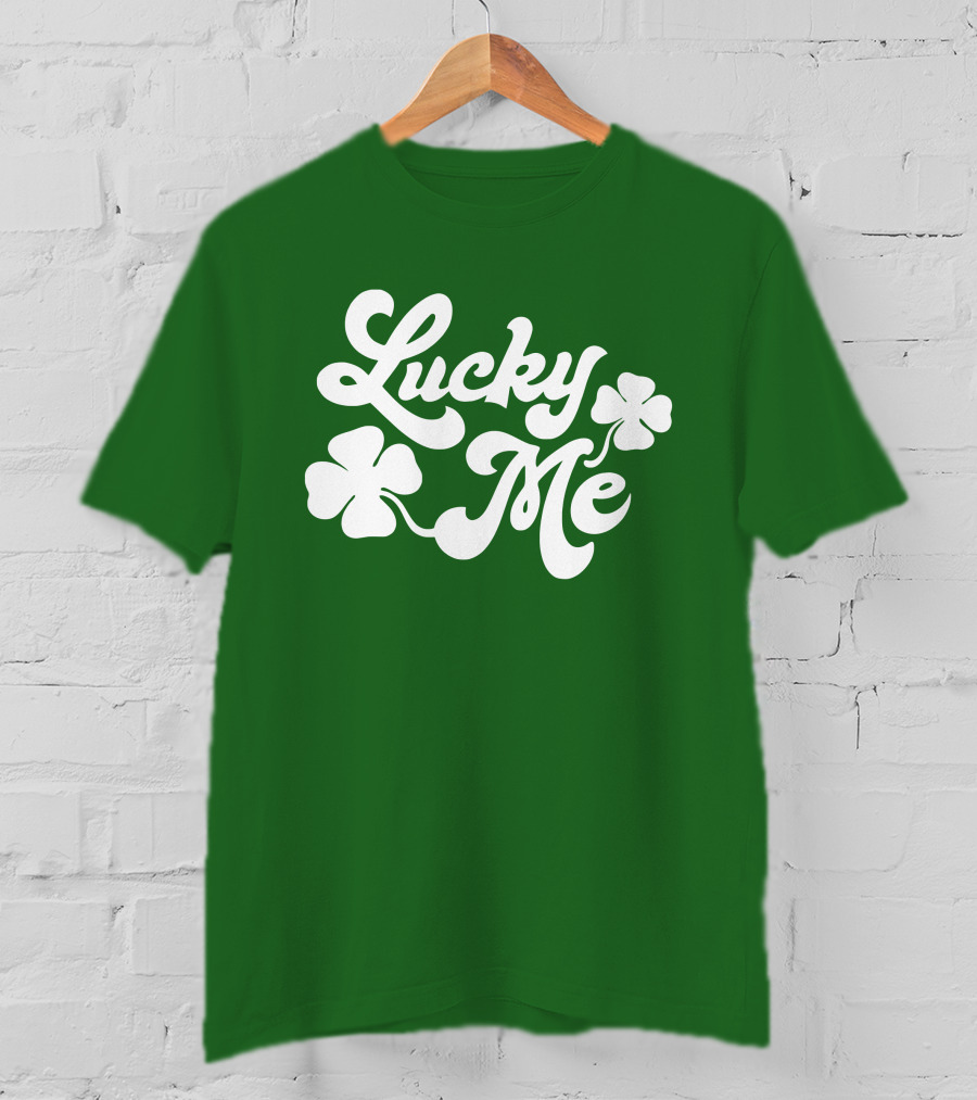 Charlie Hustle Lucky Me St Patrick's Day Green Shamrock T-Shirt