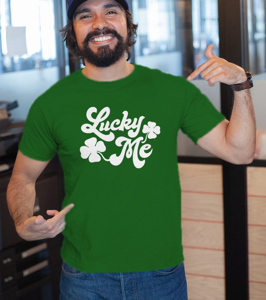 Charlie Hustle Lucky Me St Patrick's Day Green Shamrock T-Shirt