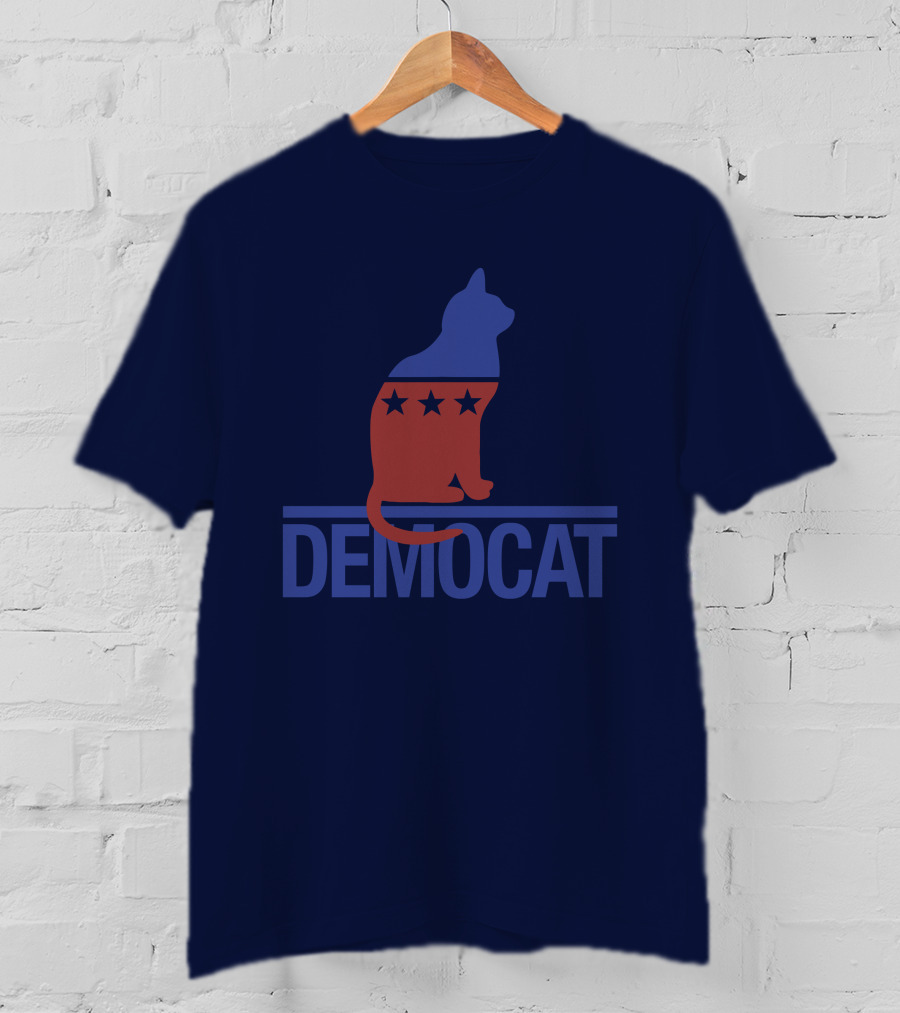 Democat Democrat Cat Political Stars Patriot T-Shirt