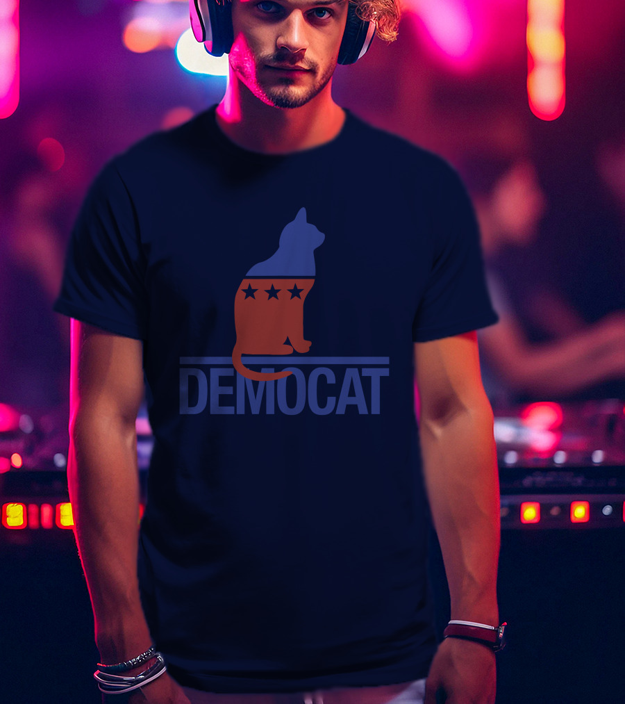 Democat Democrat Cat Political Stars Patriot T-Shirt