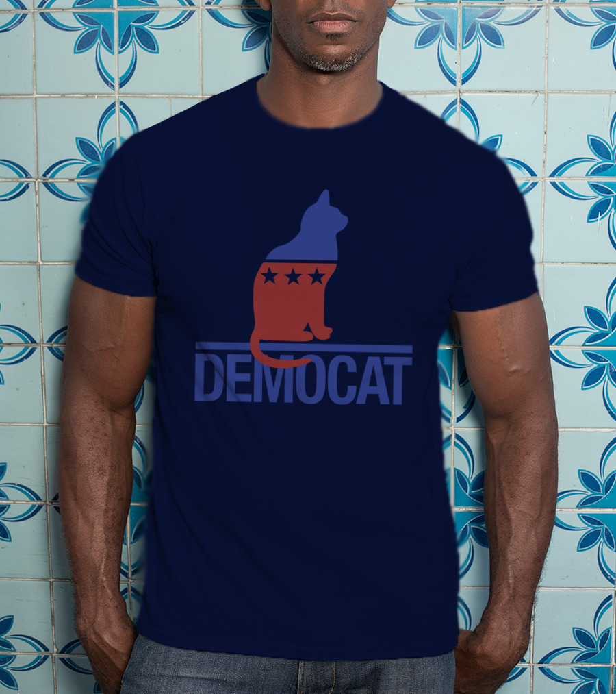 Democat Democrat Cat Political Stars Patriot T-Shirt