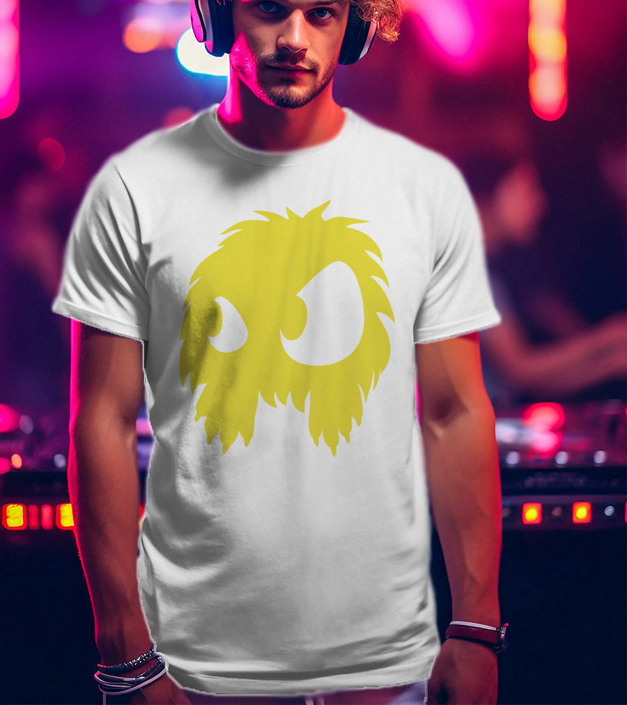 Mcq Monster Flock Mew Yellow Furry Creature Face T-Shirt