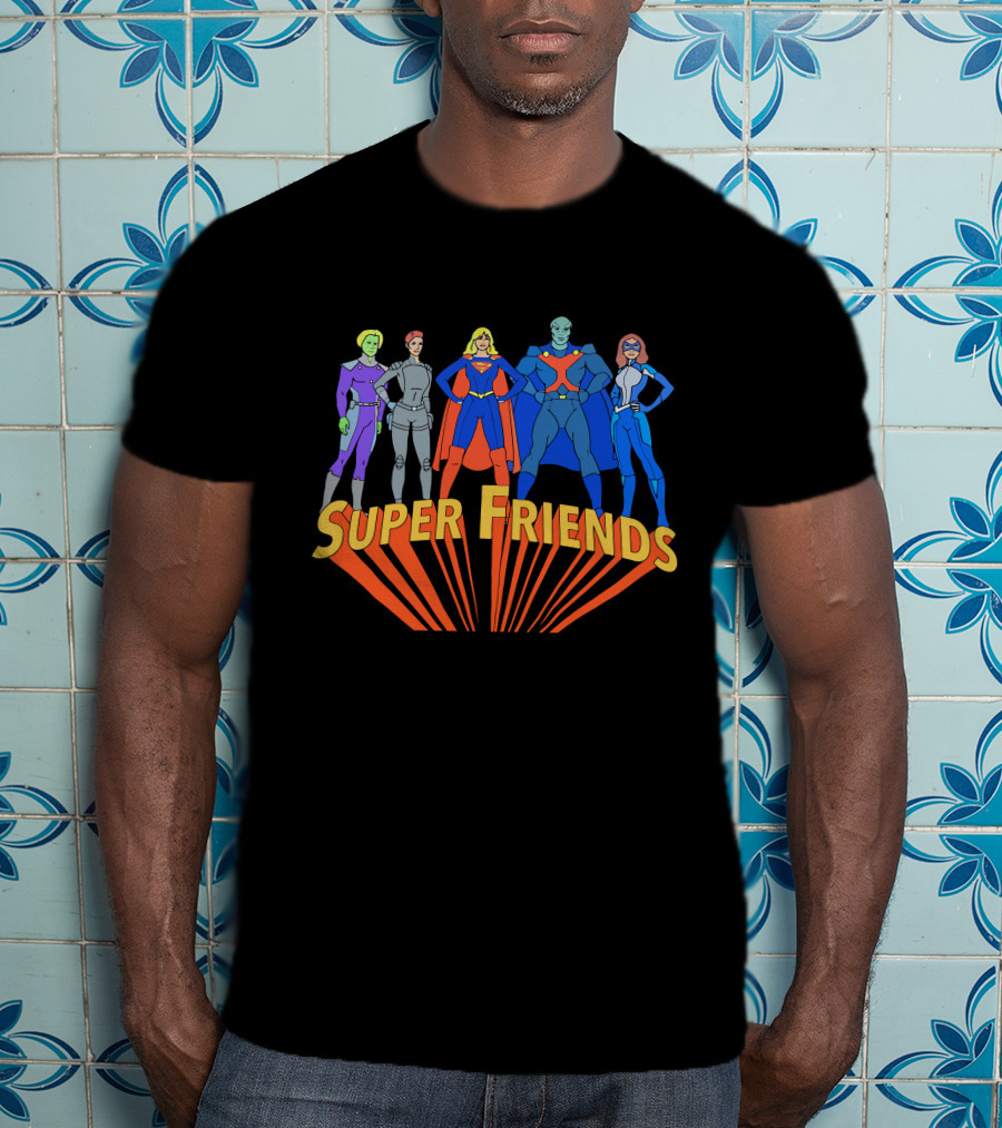 Super Friends Supergirl And Superheroes Team T-Shirt